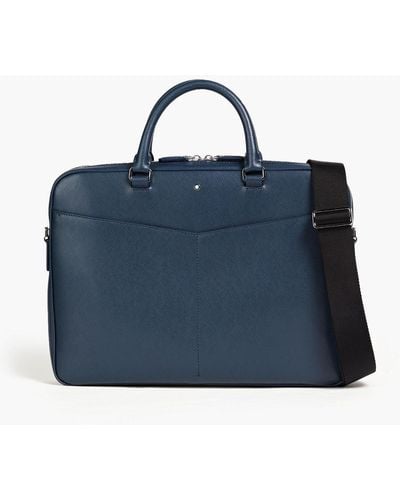Montblanc Textured-leather Laptop Bag - Blue