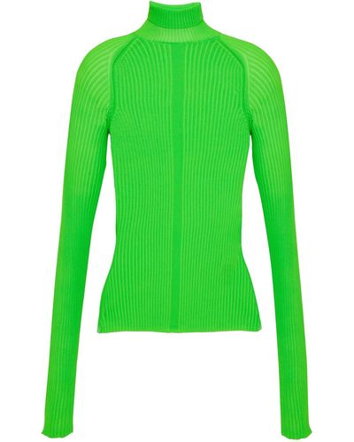 Acne Studios Neon Ribbed-knit Turtleneck Top - Green