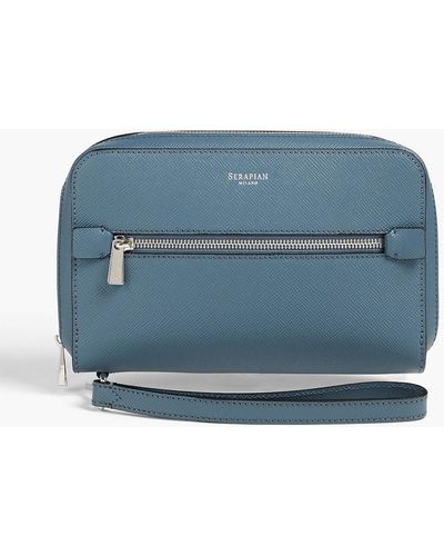 Serapian Stepan Textured-leather Pouch - Blue