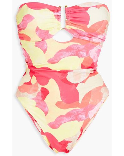 Rebecca Vallance Toretta bedruckter bandeau-badeanzug mit cut-outs - Pink