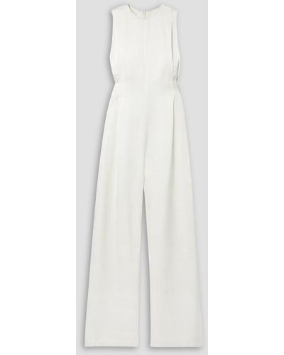 Co. Pleated Slub Woven Jumpsuit - White