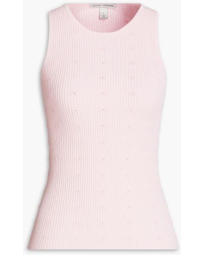 Autumn Cashmere Ribbed Pointelle-knit Tank - Pink