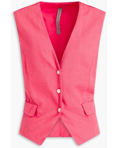 Raquel Allegra Satin-paneled Cotton, Modal And Linen-blend Vest - Pink