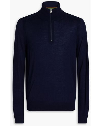 Paul Smith Merino Wool Half-zip Sweater - Blue
