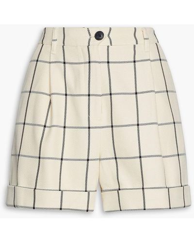 Rag & Bone Ivy Pleated Checked Cotton-blend Canvas Shorts - Natural