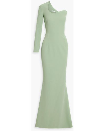 Safiyaa Aria One-sleeve Crepe Gown - Green