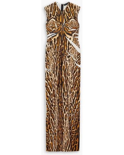 Proenza Schouler Leopard-print Stretch-crepe Maxi Dress - Metallic
