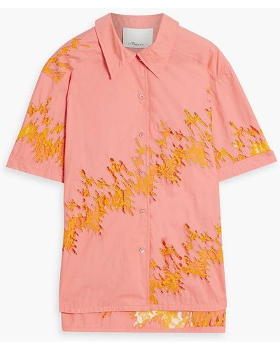 3.1 Phillip Lim Lace-paneled Cotton-poplin Shirt - Pink