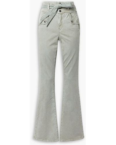 Veronica Beard Giselle Belted High-rise Flared Jeans - Grey