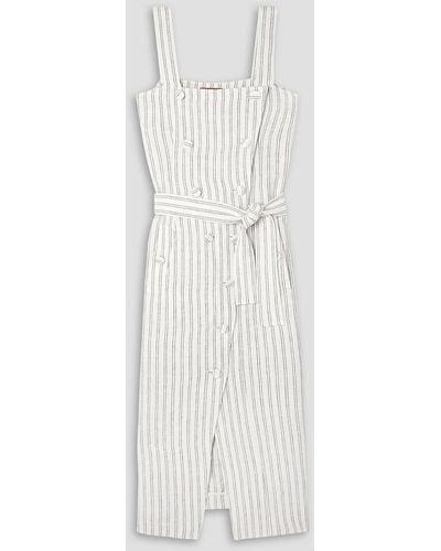 Altuzarra Audrey Belted Striped Linen Midi Dress - White