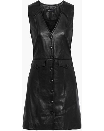 Muubaa Amelia Leather Mini Dress - Black