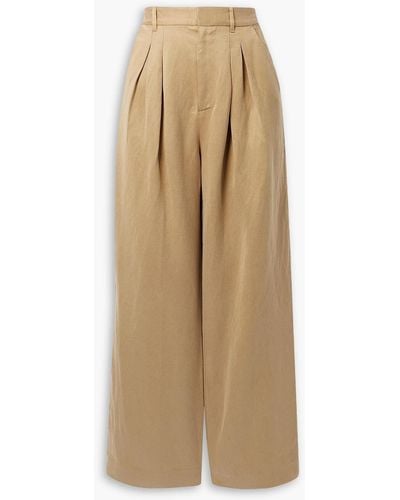 Mara Hoffman Mari Pleated Tm Lyocell And Linen-blend Twill Wide-leg Trousers - Natural