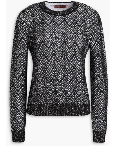 Missoni Sequin-embellished Crochet-knit Sweater - Black