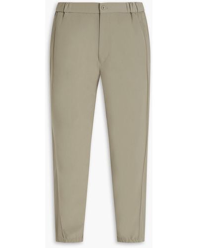 Emporio Armani Tapered Stretch-twill Trousers - Natural