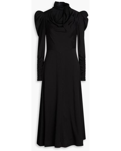 Zimmermann Ruched Silk-blend Twill Maxi Dress - Black