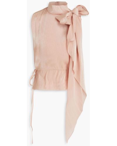 Victoria Beckham Pussy-bow Satin-crepon Top - Pink