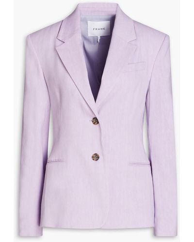 FRAME Femme Linen-blend Blazer - Purple