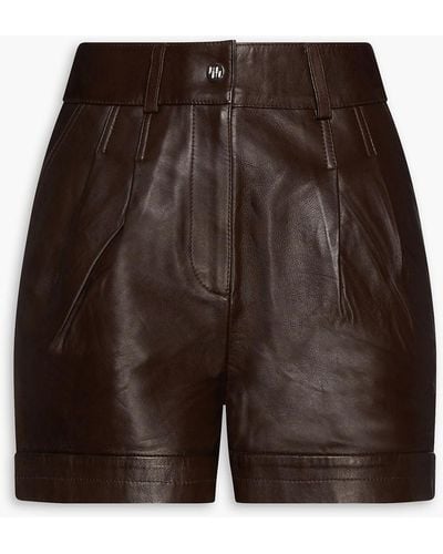 Maje Leather Shorts - Brown