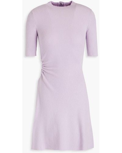 Maje Cutout Ribbed-knit Mini Dress - Purple