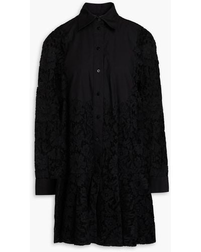 Valentino Garavani Corded Lace Mini Shirt Dress - Black