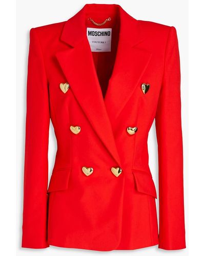 Moschino Double-breasted Cotton-blend Blazer - Red