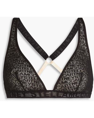 Stella McCartney Triangel-bh aus mesh mit logoprint - Schwarz