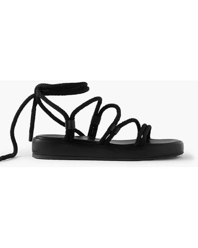 Gianvito Rossi Lace-up Leather-trimmed Rope Sandals - Black