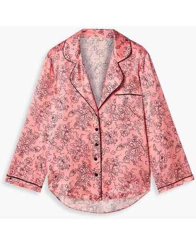 Morgan Lane Kinsley Floral-print Satin Pyjama Top - Pink