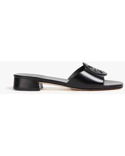 Tory Burch Embellished Leather Mules - Black