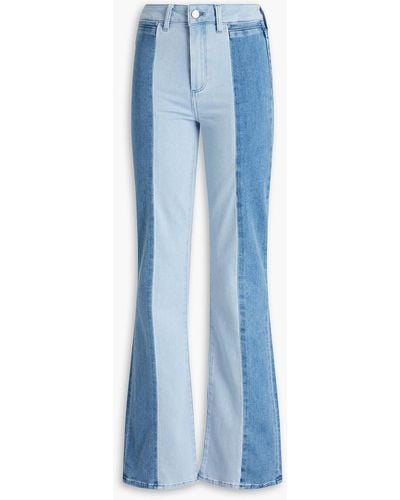 PAIGE Laurel Canyon Two-tone High-rise Bootcut Jeans - Blue