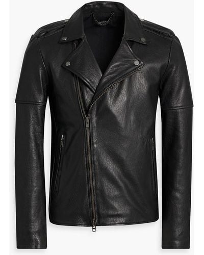 Muubaa Textured-leather Biker Jacket - Black