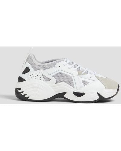Emporio Armani Mesh, Suede And Leather Trainers - Metallic