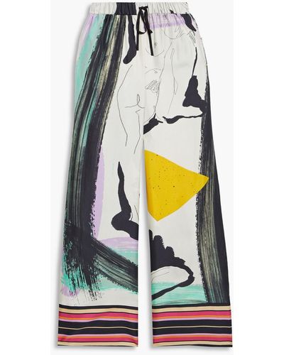 ROKSANDA Printed Silk Satin-twill Wide-leg Pants - Multicolor