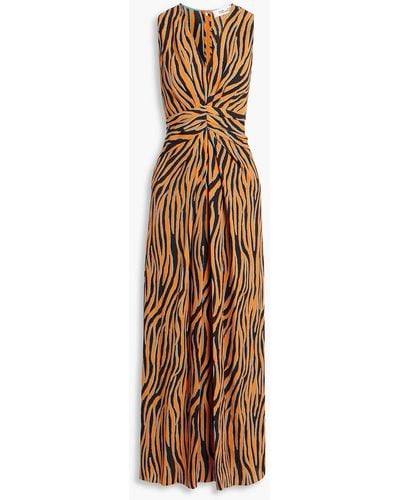 Diane von Furstenberg Ace Zebra-print Crepe Maxi Dress - Natural