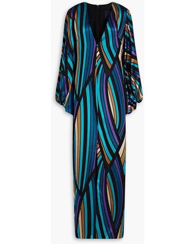 Costarellos Printed Jacquard Maxi Dress - Blue