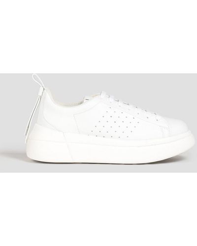 Red(V) Perforated Leather Platform Trainer - White
