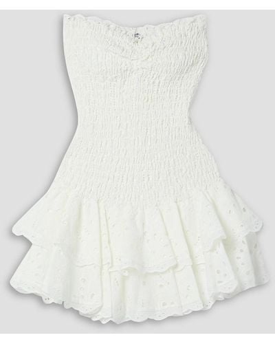 Charo Ruiz Megan Strapless Broderie Anglaise Cotton-blend Mini Dress - White