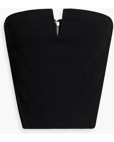 Dion Lee Strapless Ribbed-knit Top - Black