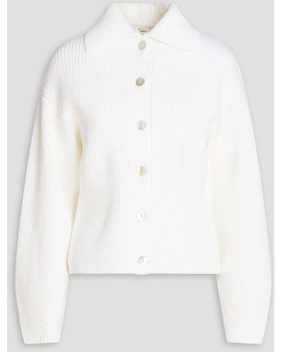 Vince Ribbed Cotton-blend Cardigan - White