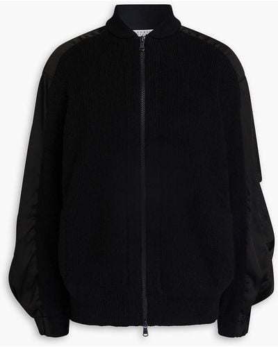 Brunello Cucinelli Satin-paneled Cashmere Zip-up Cardigan - Black