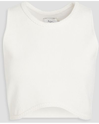 Aje. Elm Cropped Knitted Top - White
