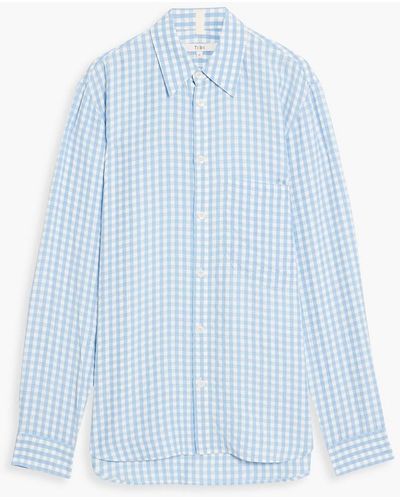 Tibi Hemd aus seersucker mit gingham-karo - Blau