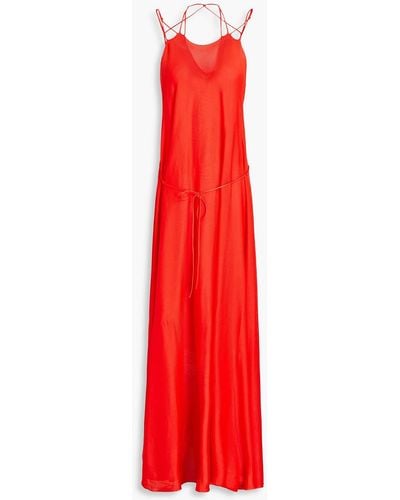 Victoria Beckham Lace-up Knitted Maxi Dress - Red