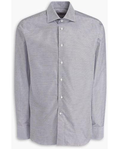 Canali Striped Cotton-poplin Shirt - Grey