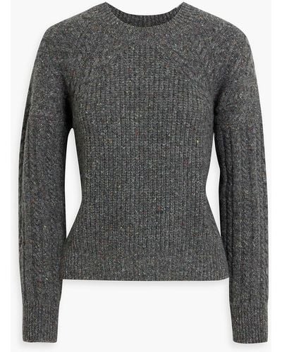Autumn Cashmere Mélange Ribbed And Cable-knit Sweater - Black