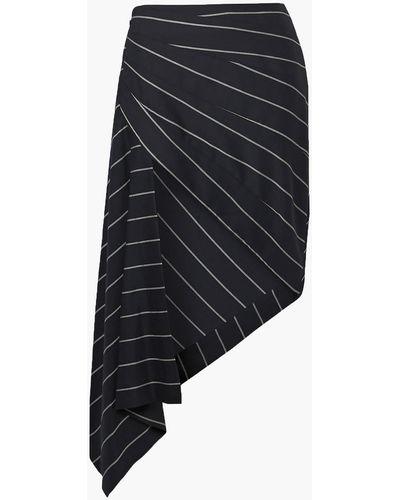Monse Asymmetric Draped Striped Wool-twill Skirt - Blue