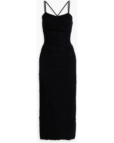 Altuzarra Cutout Pleated Stretch-knit Midi Dress - Black