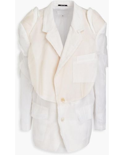 Maison Margiela Mehrlagiger blazer aus seiden-georgette - Weiß