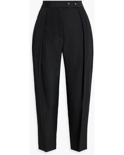 3.1 Phillip Lim Cropped Pleated Crepe Tapered Pants - Black