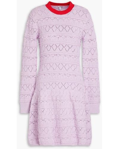 Olivia Rubin Danica Gathered Pointelle-knit Cotton Mini Dress - Pink